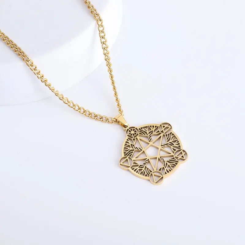 Stainless Steel 7 Archangel Seal Necklace Men's Solomon Kabbalah Seal Pendant Supernatural Protection Amulet Magical Jewelry