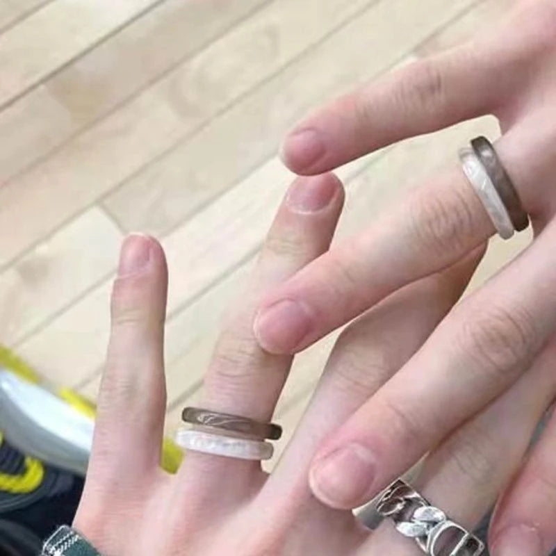 2Pcs Acrylic Cute Rings Set Colorful Rings Transparent Stacking Rings Aesthetic Funny Stackable Ring for Women Girls Gift