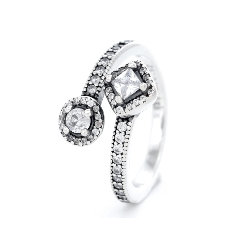 925 Sterling Silver  Crown Heart Flower Zircon Rings For Women Love Promise Engagement Band Fashion Ring Set
