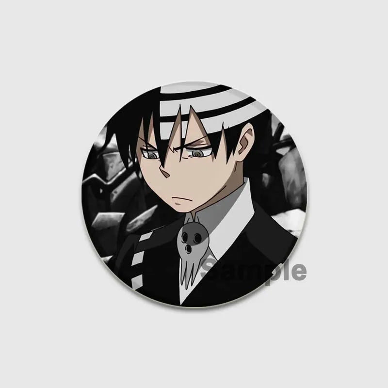 58MM Anime Soul Eater Pins Tinplate Brooch Figure Badge Handmade Brooches for Backpack Clothes Decoration Fashion Jewelry Gifts