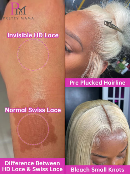 613 Blonde Bone Straight 360 HD Full Lace Frontal Wig – 13x4 & 13x6, 16–44 Inch