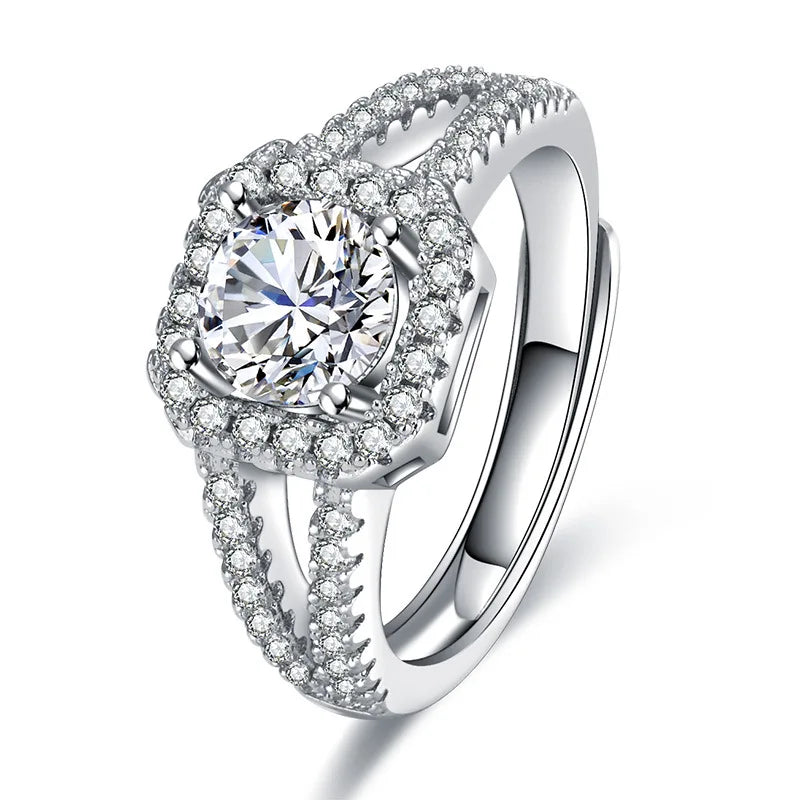 925 Sterling Silver Classic Ring for Women four claw jewelry simple diamond ring imitation diamond women's ring