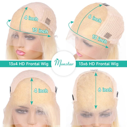 613 Blonde Straight Bob Wig – 13x4 & 13x6 HD Lace Frontal, 220% Density