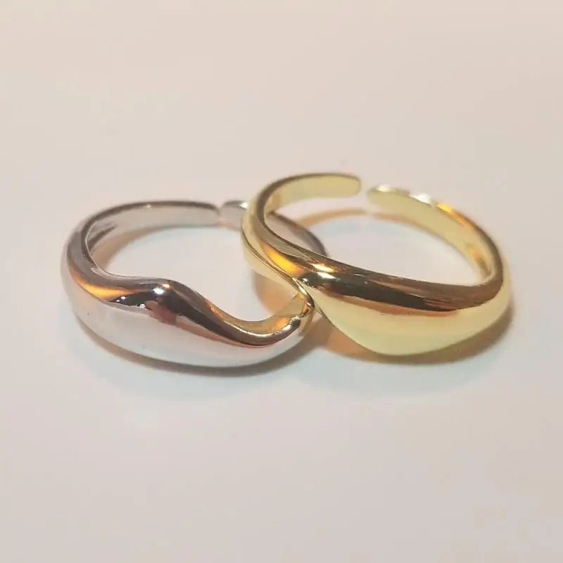 Gold Silver Plated Geometric Arc Smooth Rings for Women Big Large Bold Open Finger Ring Chunky Jewelry New Hot