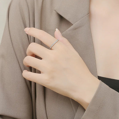 Fashion Zircon Chain  Rings For Women Gold Silver Color Elegant Finger Ring Female Korean Wedding Jewelry Gift