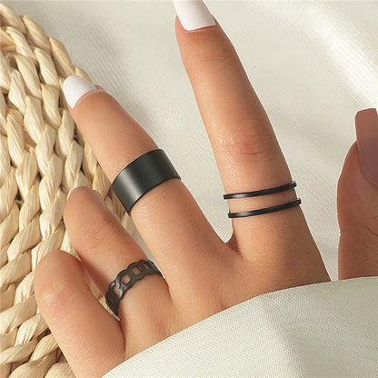 Boho Gold Color Cross Wide Rings Set For Women Girls Simple Chain Finger Tail Rings 2022 NEW Bijoux Jewelry Gifts Ring Female