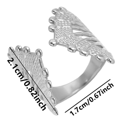 1Pc Stainless Steel Waterproof Women Personality Textured Chunky Open Rings Vintage Hollow Irregular Multi-layer Anillos Jewelry