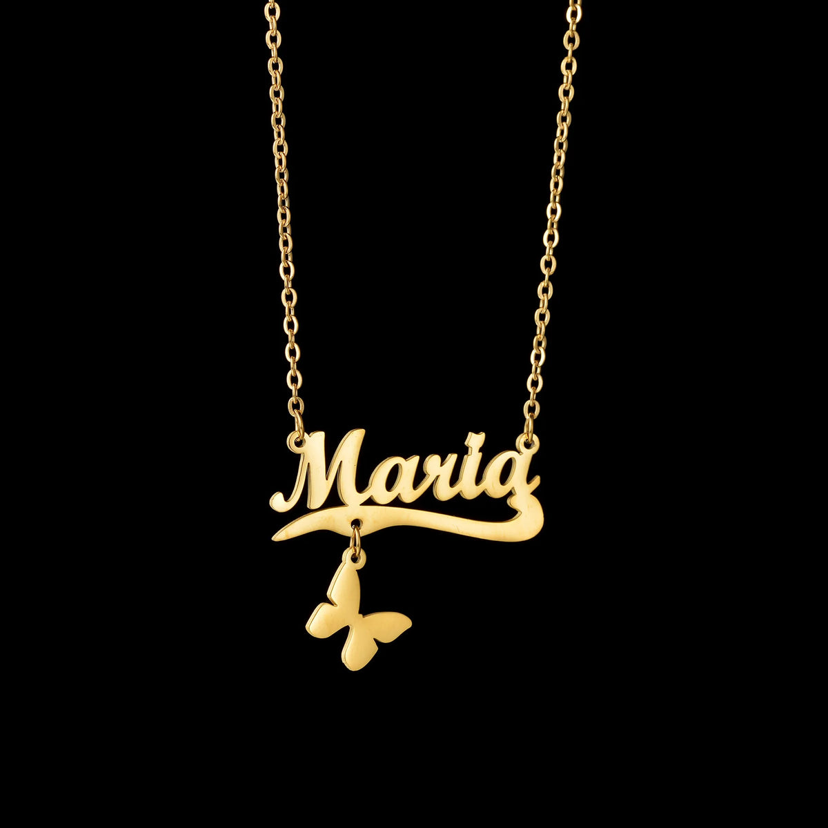 Atoztide Custom Name Necklace for Women with Butterfly Personalized Stainless Steel Jewelry Nameplate Choker Chain Birthday Gift