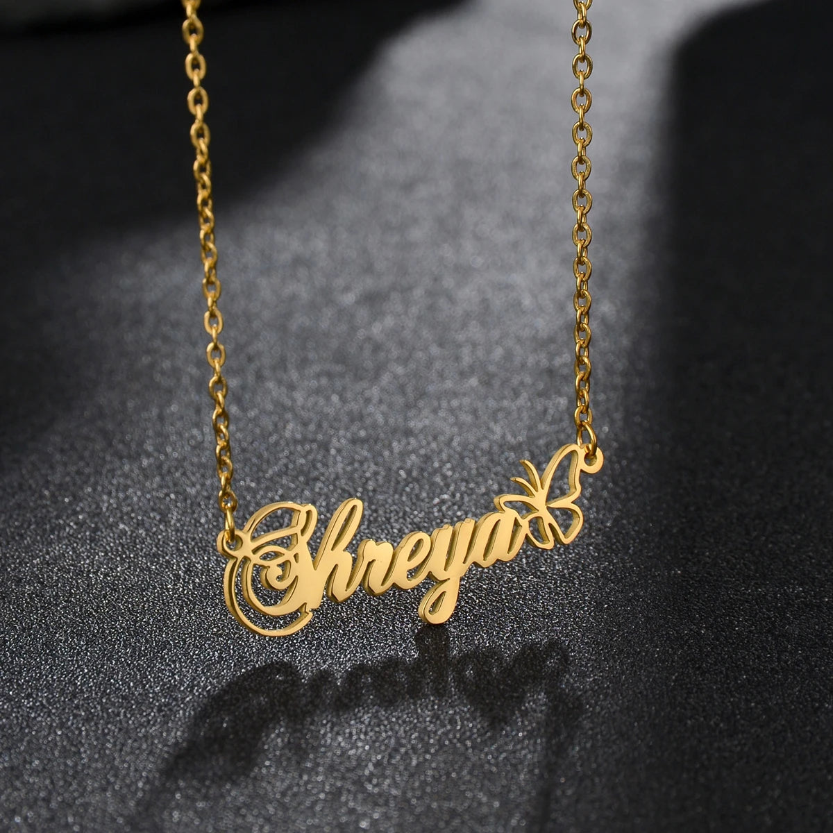 Atoztide Custom Name Necklace for Women with Butterfly Personalized Stainless Steel Jewelry Nameplate Choker Chain Birthday Gift