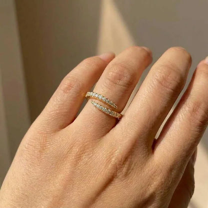 925 Sterling Silver Simple Stylish Opening Rings for Women Shiny Cubic Zirconia Finger Accessories New Trendy Delicate Jewelry