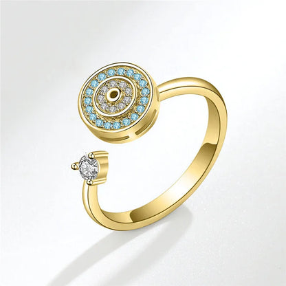 Fashion Fidget Spinner Ring Anxiety for Girls CZ Rose Flower Rotating Rings Demon Eyes Finger Ring Anti Stress Wedding Jewelry