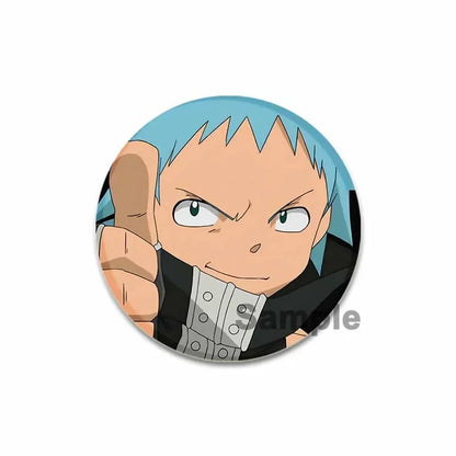 32/44/58MM Anime Soul Eater Pins Thompson Patricia Evans Soul Eater Albarn Maka Figure Icon Brooches Badge for Backpack Clothes
