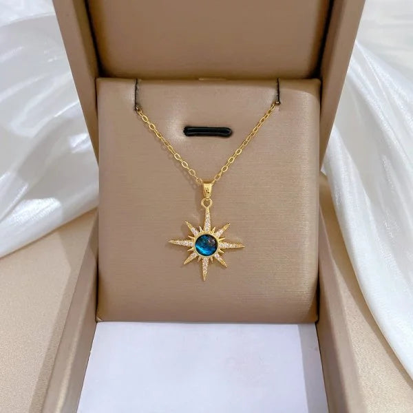 316L Stainless Steel Sun Moon Star Pendant Necklace For Women Exquisite  Planet Clavicle Chain Party Jewelry Gifts