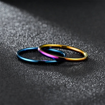 1pc 2mm Thin Classic Fashion Simple Stainless Steel High Polished Rings For Women Men Couple Finger Rings Jewelry Size 5 To 13