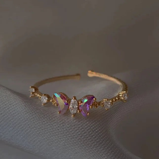 100 styles 14K Gold Plated Color Zircon Flower Crown Bow Open Ring Women Adjustable Stackable Finger Rings Wedding Jewelry Gift