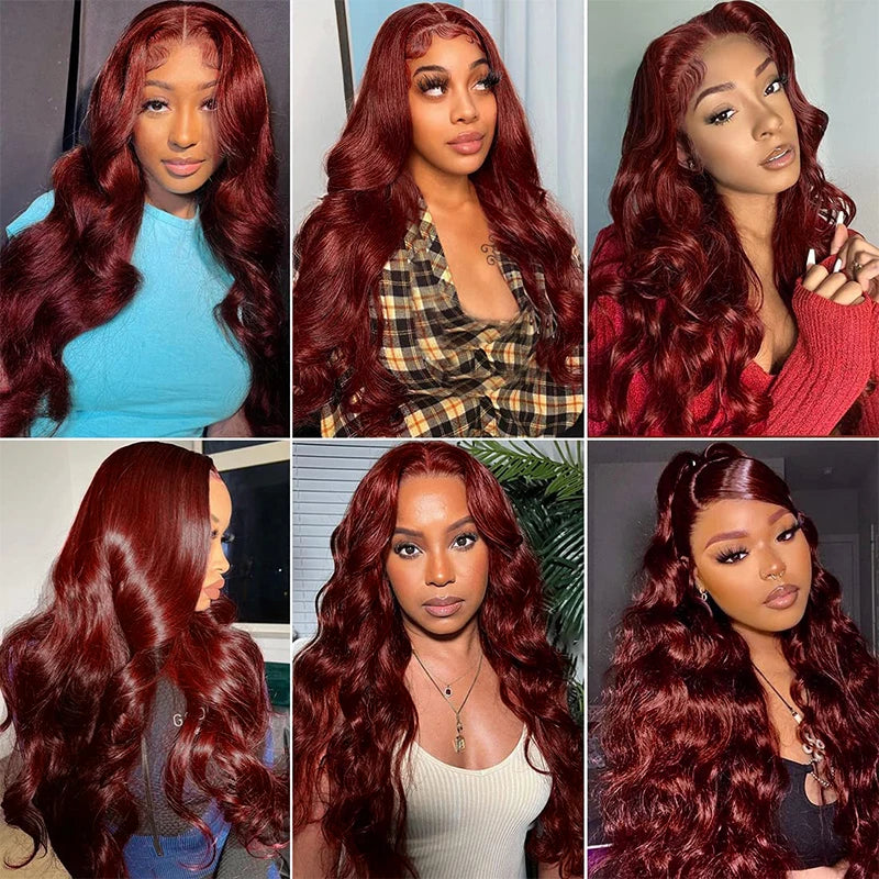 Reddish Brown #33 Body Wave 13x6 Lace Front Wig – Pre-Plucked Baby Hair, 180% Colored