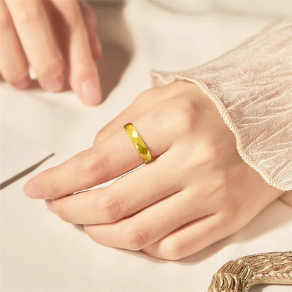 VQYSKO Vintage Patterned Band Ring Geometric Faceted Stackable Rings For Women Love Valentine's Day Wedding Gift Ldeas