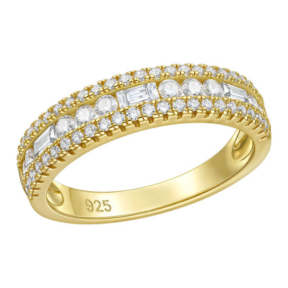Newshe GRA Certified Moissanite Wedding Bands 925 Sterling Silver Yellow Gold Plated Promise Engagement Rings