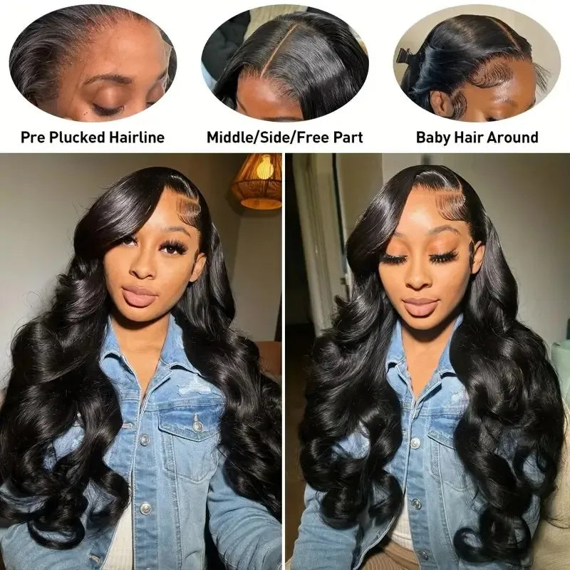 Raw Body Wave HD Lace Front Wig – Natural Color 13x6 & 13x4, 200% Density