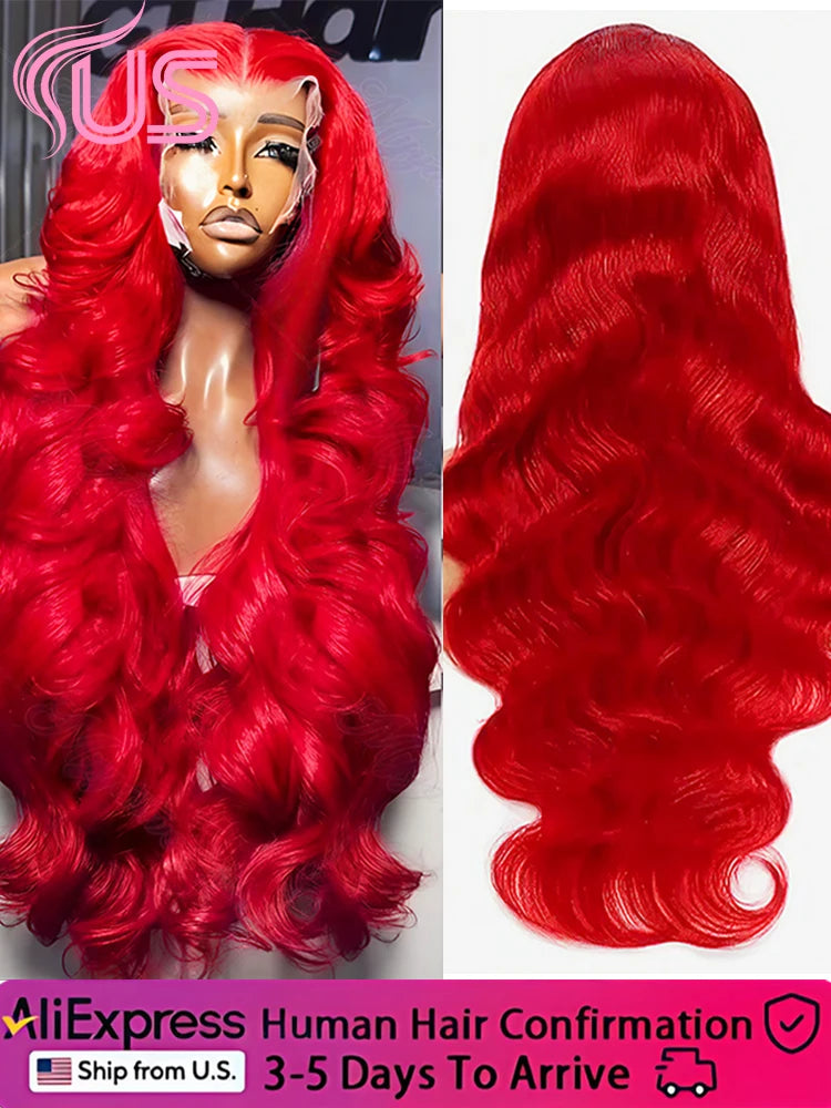 Hot Red Body Wave 13x6 HD Lace Frontal Wig – 13x4, 5x5 & 4x4 Closure Colored