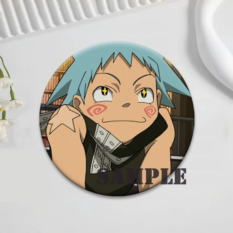 Soul Eater Brooches Anime Figure Lapel Pins Maka Albarn Death The Kid Cartoon Badge for Backpack Accessories Clothes Decoration