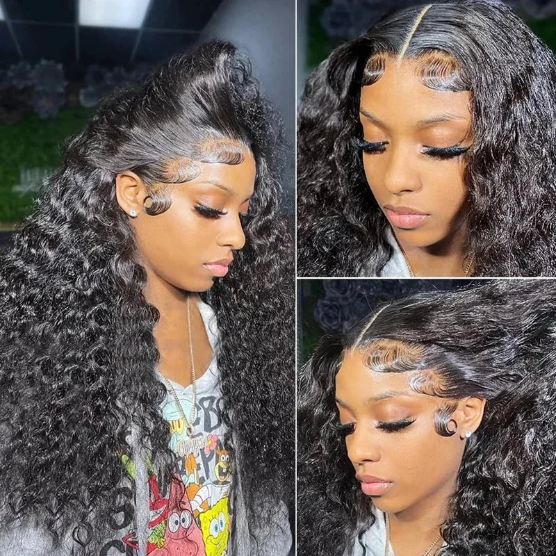 Deep Wave Water Wave Curly Lace Front Wig – 13x4 & 13x6, 250% Density 40–44 Inch