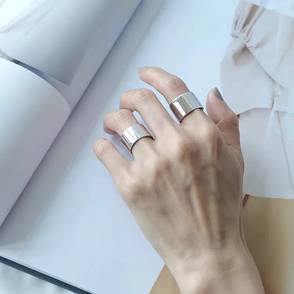 BF CLUB 925 Sterling Silver Rings For Women Girl Female Open Minimalist Retro Wide Ring Creative Anillos Bague Fine Jewelry
