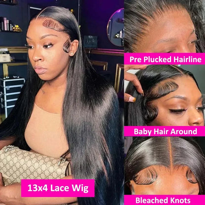 Bone Straight 360 Full Lace Front Wig – 13x4 & 13x6 HD, 250% Density 30–46 Inch