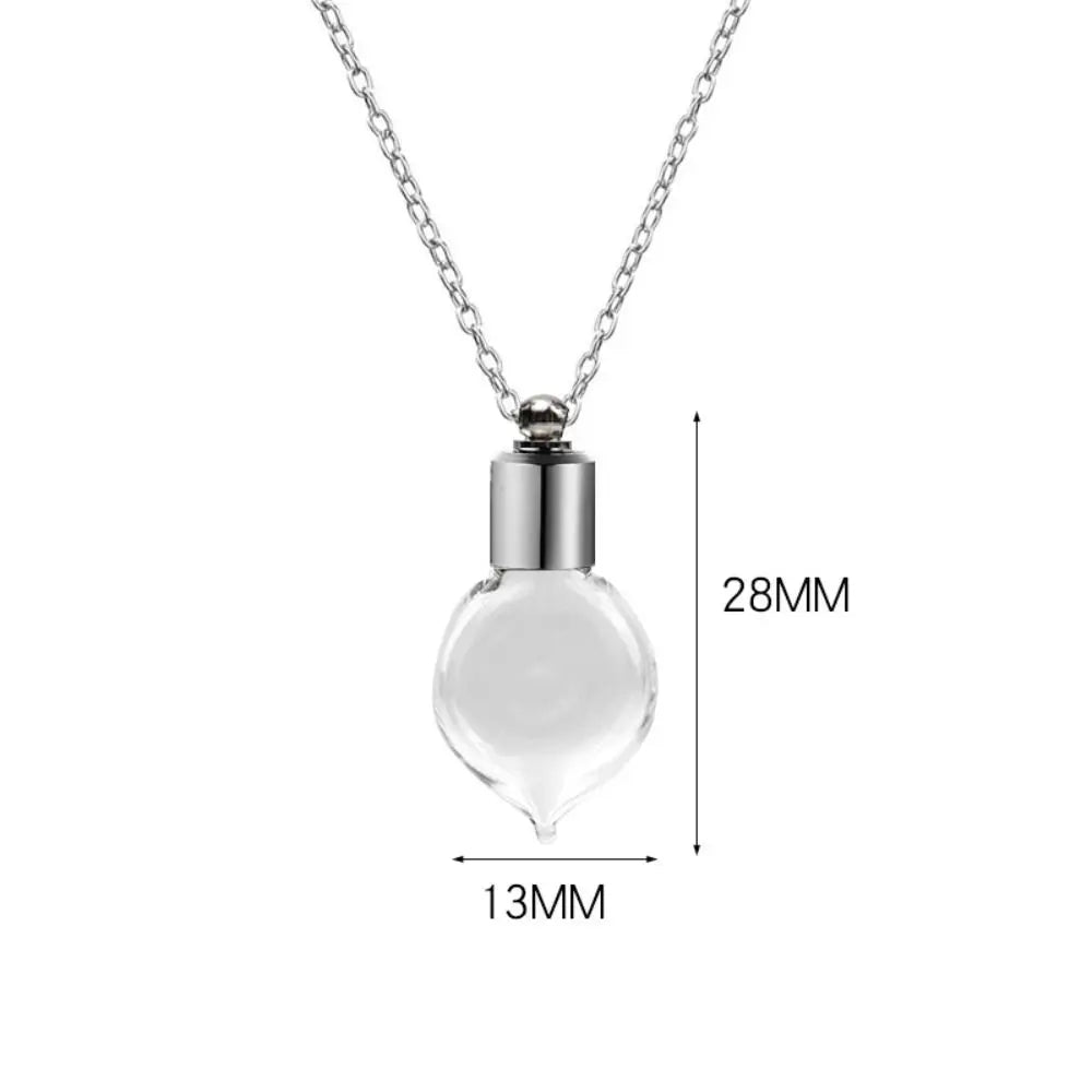 Portable Ashes Holder Glass Bottle Necklace with Chain Fillable Wishing Bottle Keepsake DIY Perfume Vial Pendant