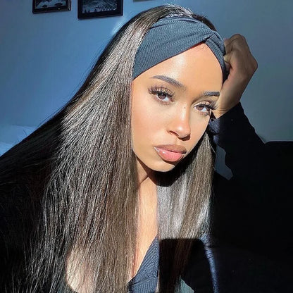 Bone Straight Headband Wig – Human Hair 180% Density, Glueless Easy-to-Go