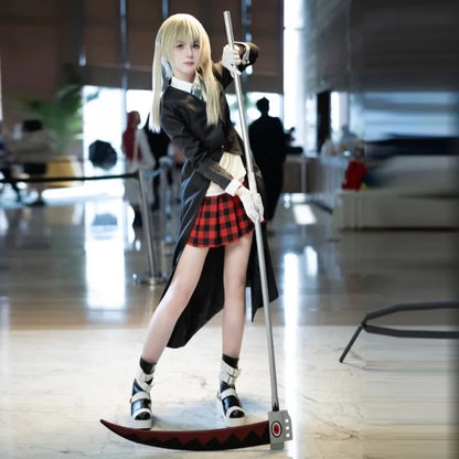 Maka Albarn Cosplay Anime Soul Eater Costume Adult Women Skirt Gloves Uniform Suit Halloween Party Role Play Outfit Maka Cos wig