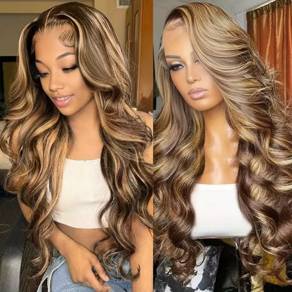 4/27 Highlight Honey Blonde Body Wave HD Lace Frontal Wig – Pre-Plucked 13x4 & 13x6