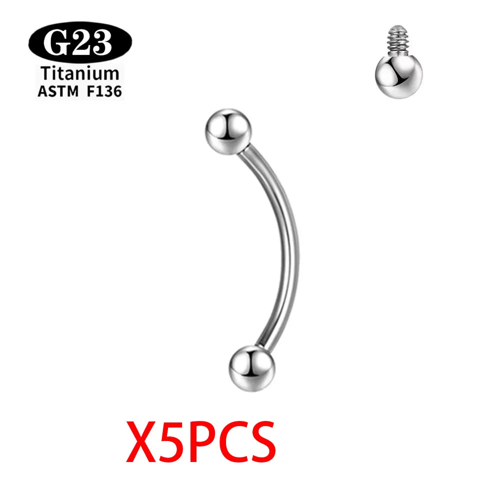 ASTM F136 Grade G23Titanium Wholesale Piercing Set lip Nose Stud Earring Eyebrow 16G Internally Threaded Septum Helix Cartilage