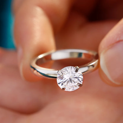DIY 1.5 CT Solitaire Engagement Rings Wedding Bands Interchangeable Stainless Steel Round Cubic Zirconia Promise Rings for Her