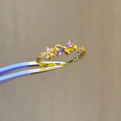 100 styles 14K Gold Plated Color Zircon Flower Crown Bow Open Ring Women Adjustable Stackable Finger Rings Wedding Jewelry Gift