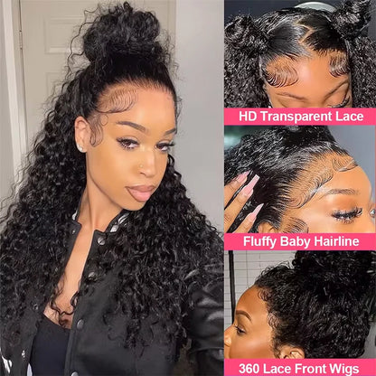 Invisible Strap 360 Full Lace Deep Wave Wig – Glueless Drawstring, 220%