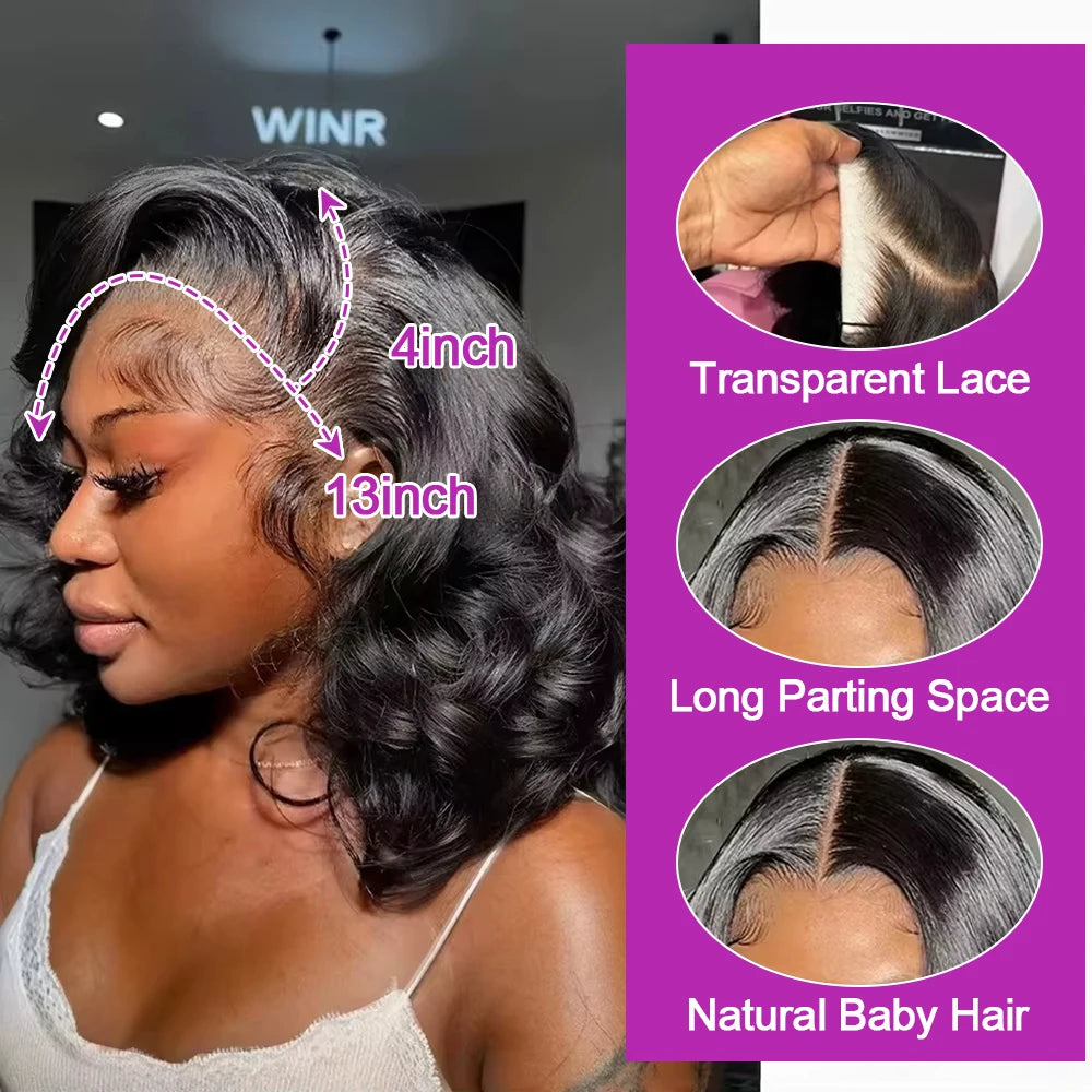 Water Wave Glueless Bob Wig – 13x6 HD Lace Frontal Ready-to-Go, Pre-Plucked 250%