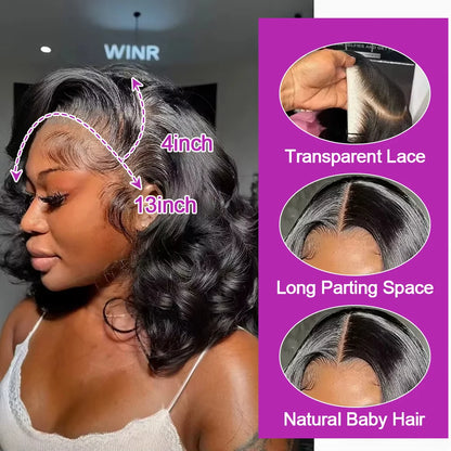 Water Wave Glueless Bob Wig – 13x6 HD Lace Frontal Ready-to-Go, Pre-Plucked 250%