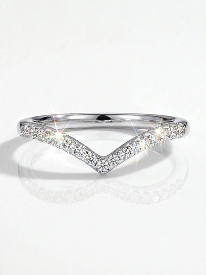 Real Moissanite Diamond V-Shaped Fashion Shining Rings For Women 925 Sterling Silver Engagement Wedding Jewelry
