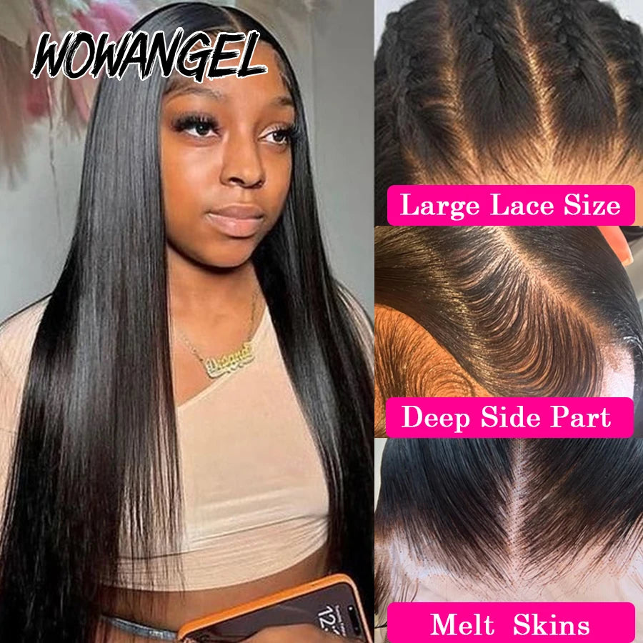 Jet Black Straight HD Full Frontal Lace Wig – Pre-Plucked 13x6 Melt-Skin Finish