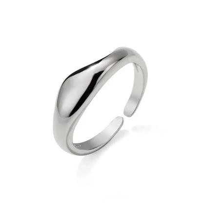 Gold Silver Plated Geometric Arc Smooth Rings for Women Big Large Bold Open Finger Ring Chunky Jewelry New Hot