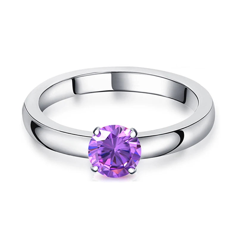 DIY 1.5 CT Solitaire Engagement Rings Wedding Bands Interchangeable Stainless Steel Round Cubic Zirconia Promise Rings for Her