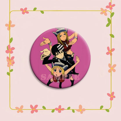 Anime Soul Eater Pins Round Creative Cartoon Badges Handmade Tinplate Brooches for Backpack Accessorys Exquisite Gifts