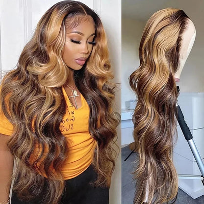 4/27 Highlight Ombre Blonde Body Wave HD Lace Frontal Wig – 13x4 & 13x6, 36 Inch 200%
