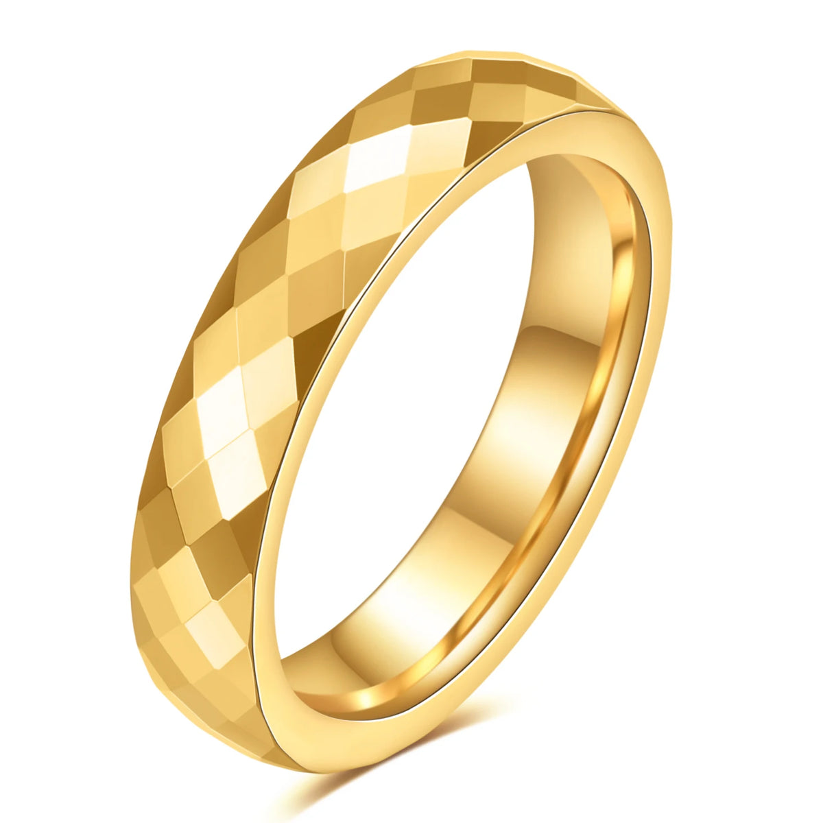 VQYSKO Vintage Patterned Band Ring Geometric Faceted Stackable Rings For Women Love Valentine's Day Wedding Gift Ldeas