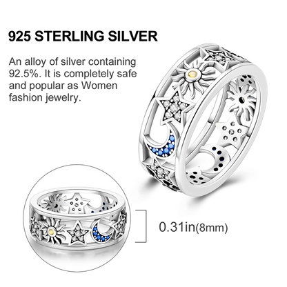 925 Sterling Silver Rings Infinite Love Sun Moon Eye Flower Ring For Women Original Wedding Ring Jewelry Gift