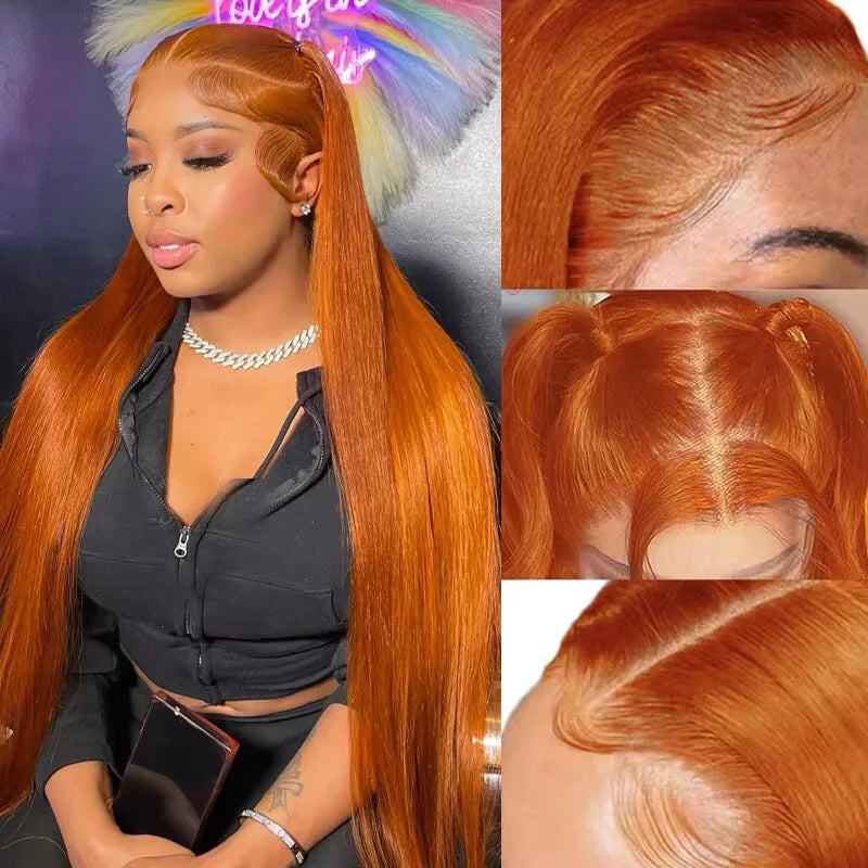Ginger Orange Straight Lace Front Wig – #350 Pre-Plucked 13x4 & 13x6