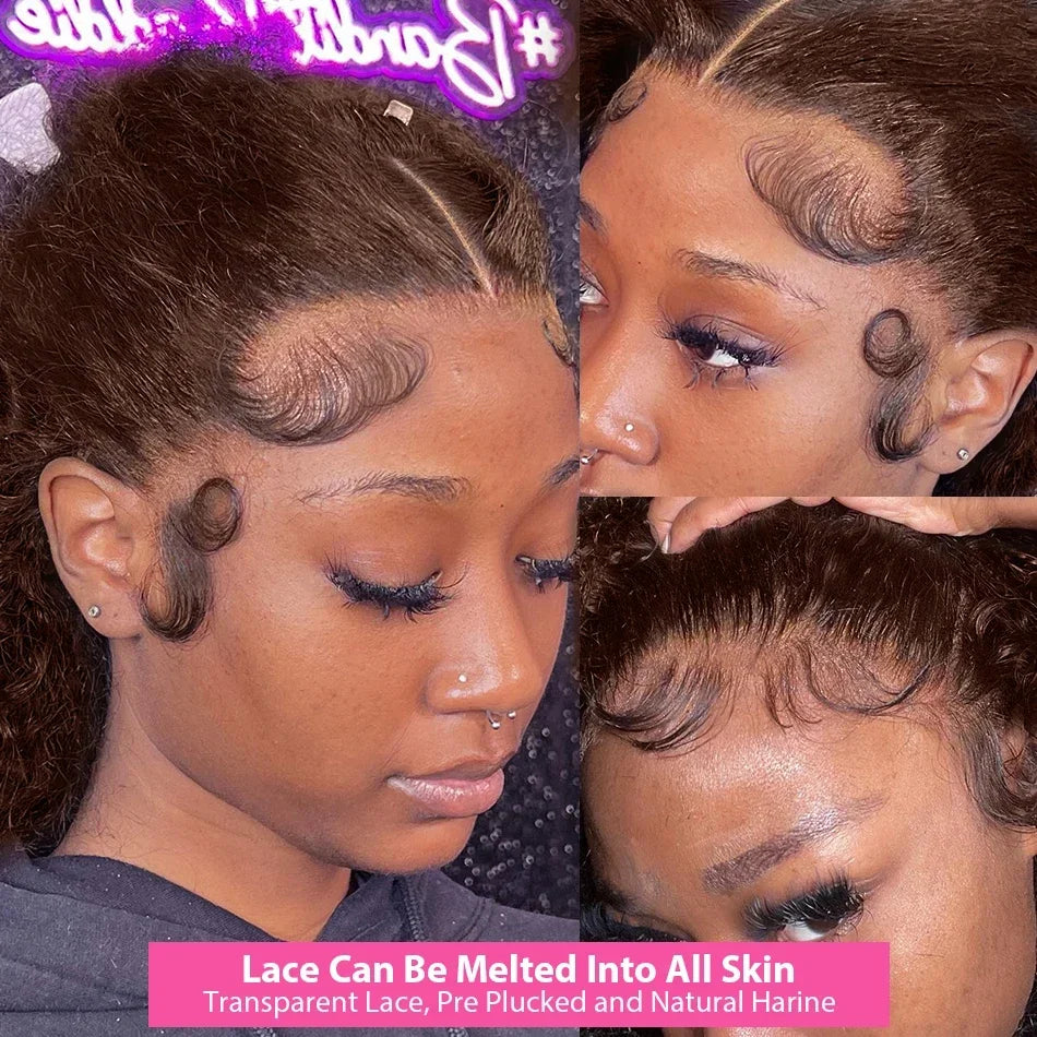 Chocolate Brown Deep Curly Lace Front Wig – Water Wave HD 13x4, 13x6 & 4x4, 30–38 Inch