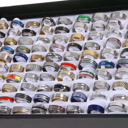 Mens Womens Stainless Steel Rings Fashion Jewelry Party Gift Wedding Rings Mix Style Wholesale 100pcs/Lots