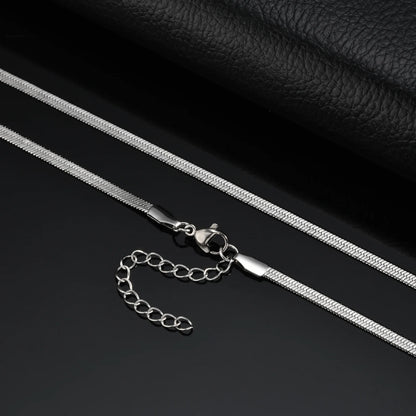 Punk Silver Color Chain Necklace for Men Women,Hip Hop Stainless Steel Braided Link Chokers,Classic Metal Jewelry Gift